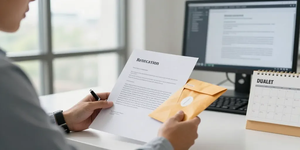 La rétractation concrète : de la décision à l'envoi de la lettre